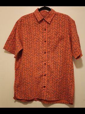 Orvis Salmon Chevron-Print Short-Sleeve Button-Down Classic -Fit Shirt.